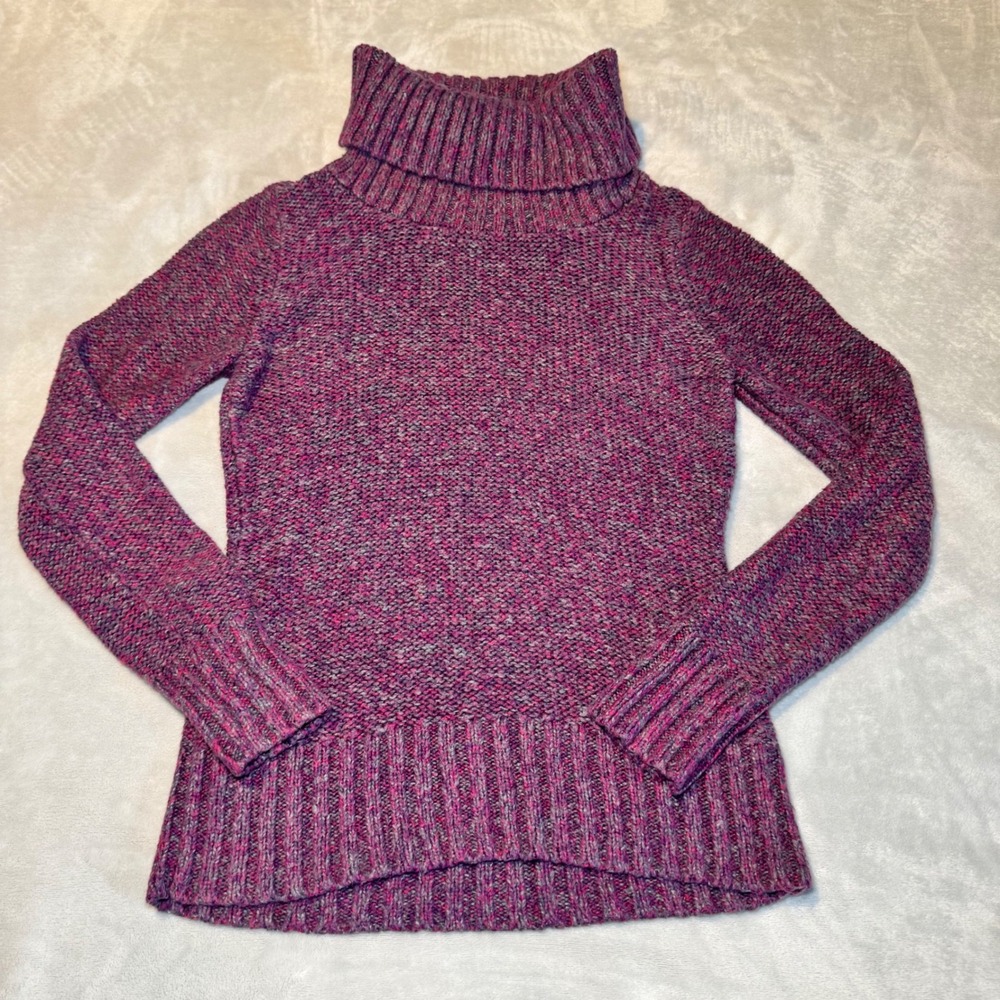 Merona Women's XS Purple Pink Marled Chunky Knit Turtleneck Sweater Pullover EUC